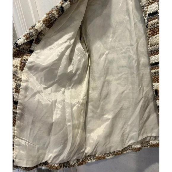 Donnkenny Jacket Women’s 12 Gray Beige Wool Blend Boucle Lined DK Gold - Picture 9 of 11